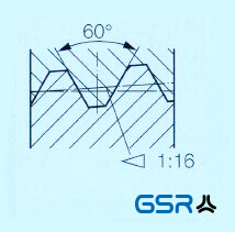 Technische Zeichnung: National Taper Pipe (NPT) Rohrgewinde mit 60 Grad Flankenwinkel