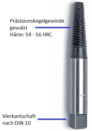 Screw extractor: rolled precision taper thread with square shaft